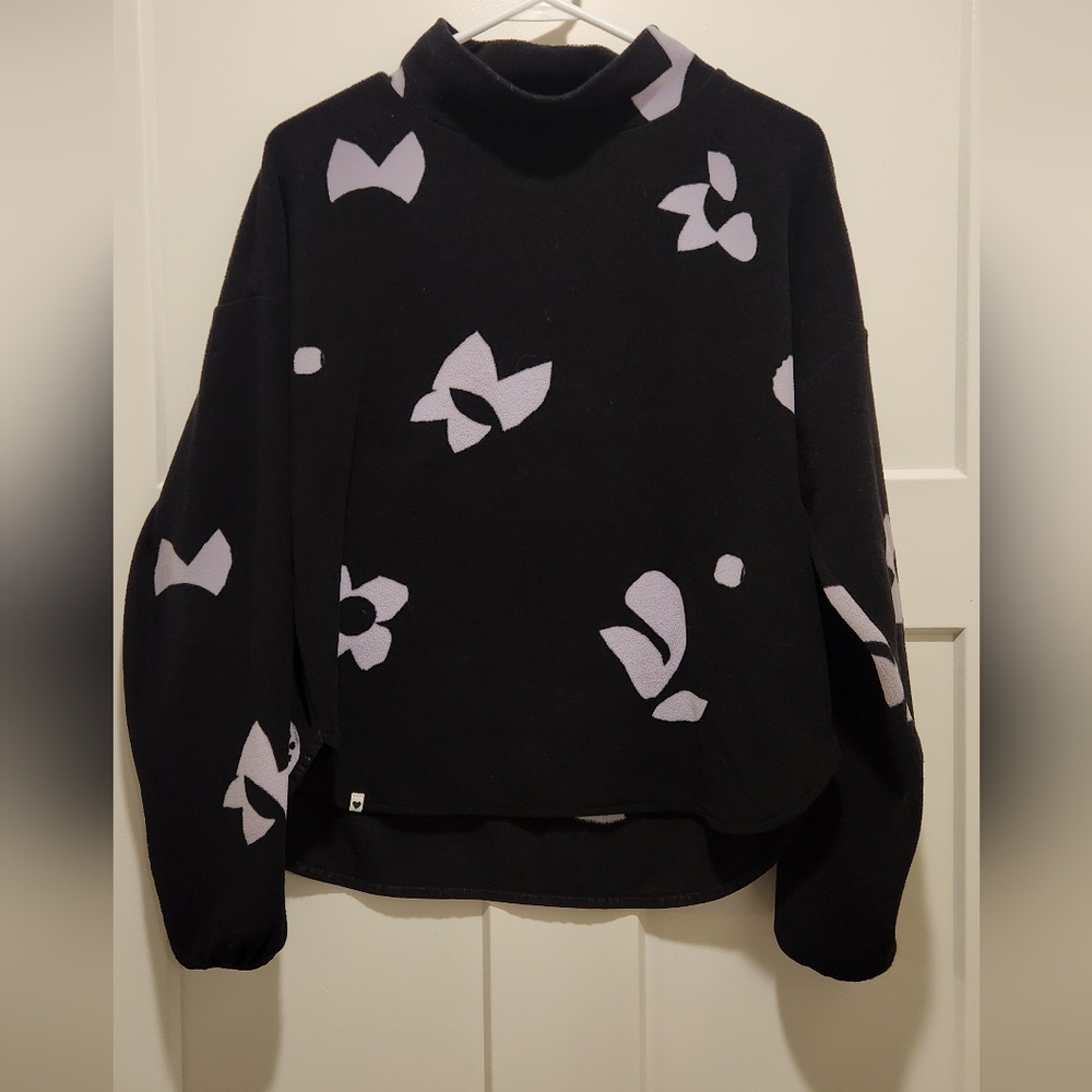 Maloja Morrow Fleece Mock Neck Black and Purple Print Womens Small